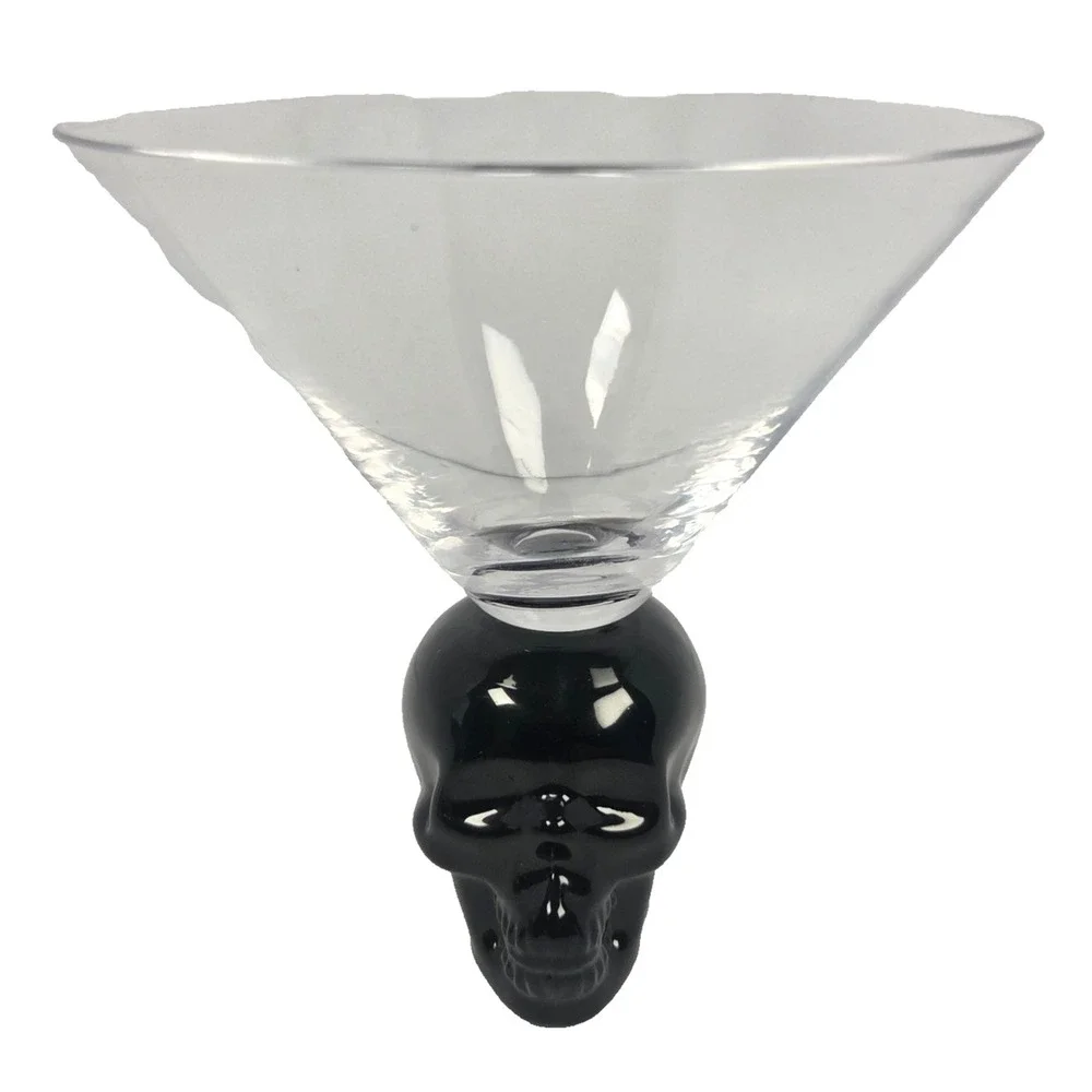 Skull Stem Martini Glass Black Skull Goblet Halloween Cocktail Glass Gothic Bar